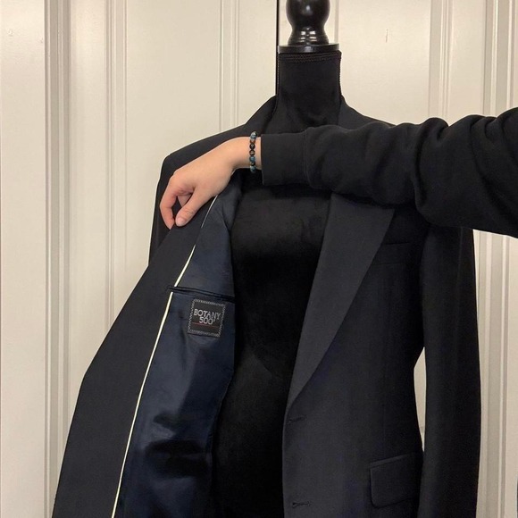 Navy blue wool blend blazer - Size L - Picture 6 of 7